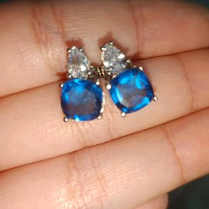 Sliver Plated Sapphire Studs