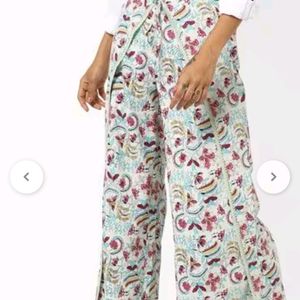 Floral Print Palazzos Wit Lace Trim/ Pant