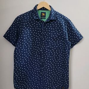 Men Micro Print Shirt With Patch Pocket