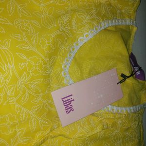 Yellow Printed Cotton Nightdress