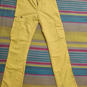 Yellow Cargo Straight Fit Jeans