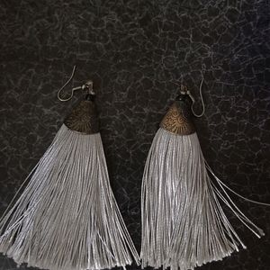 White Thread Earrings