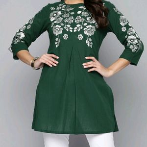 Green A Line Kurti !! *Free Gift With In*