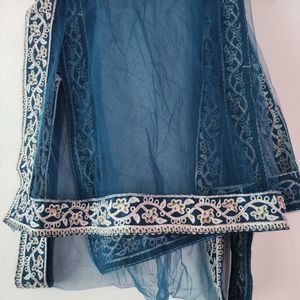 Blue Net Dupatta For Women, 2meter