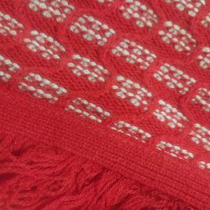 Elegant Red Woolen Poncho For Women