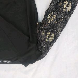 Black Wrapover Patterned Top