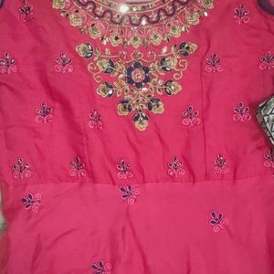 Very pretty Pink gown with silk dupatta