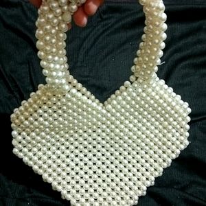 Fancy Handmade Heart-shaped Pearl Bag