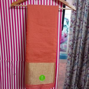 Peach Colour Cotton Saree