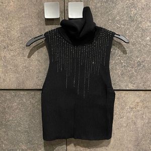 Zara Knitted Embellished cropped Top S