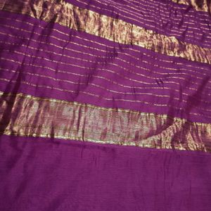 Golden zari border saree