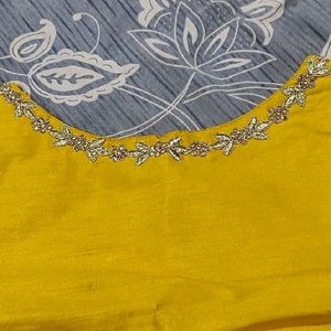 Yellow Stitched Embroidered Blouse