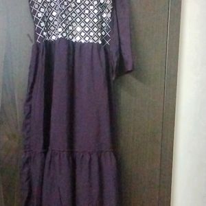 Purple Mirror Work Gown