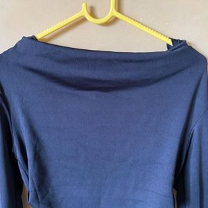 Black Cowl Neck Asymmetric Top