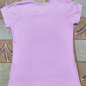 Women Slim Fit Baby Pink Tshirt