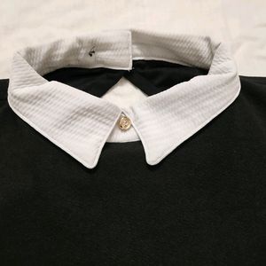 Genz Collar Top Three-fourth Sleeve