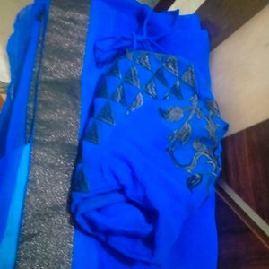 Royal Blue Saree With Blouse 😍