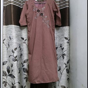 Kurti Hand Work Pant Brown Color Same Aayngi