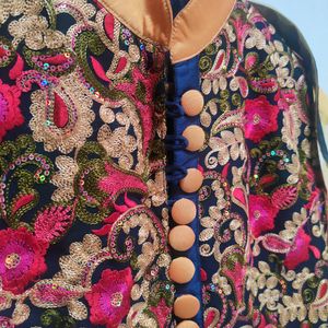 Heavy Embroidery Top And Satin Skirt With Dupatta