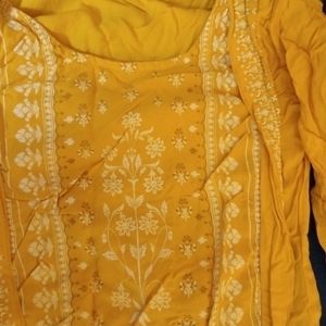 Yellow Kurta With White And Golden