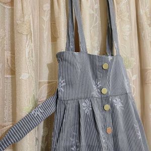 Grey High Waisted Dungaree Jumpsuit