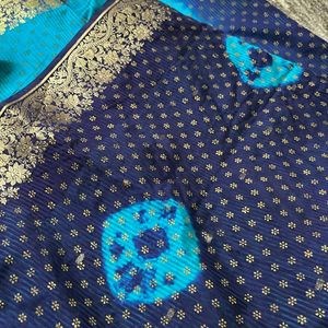 Saree With Blouse Blue