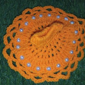 orange winter Crochet Laddo Gopal Dress