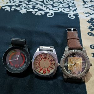 Pack Of 3 Wrist Watches (2 Quartz & 1 Fasttrack)