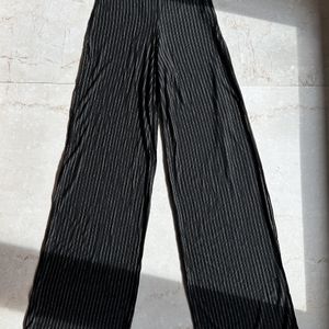 High Waist Gold & Black Striped Wide Pants