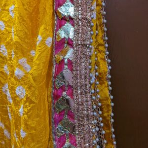 Rajasthani Bandhni Style Dupatta With Gota Work