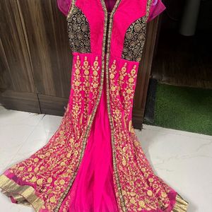 Neww Fuchsia Pink Ethnic Gown With Duppata