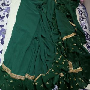 Readymade Green Saree Without Blouse