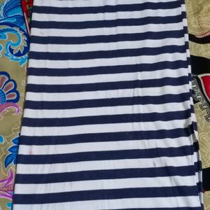 fitted blue white stripes skirt with side slit