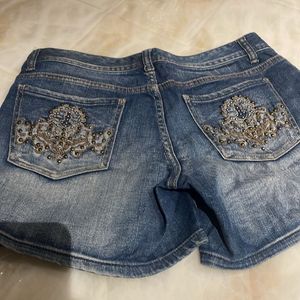 Denim Embroidered Short