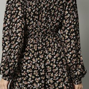 M&S Black Floral Dress