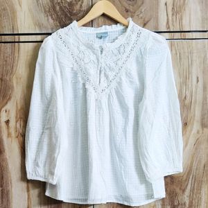 White Embroidery Work Top Size-40-42