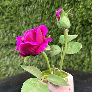 Artificial Rose Flower With Ceremic Pot