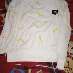 Beautiful And Simple White T-shirt Banana Print