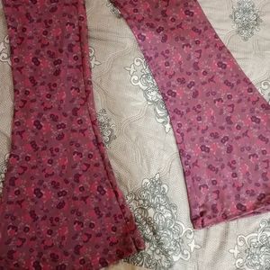 Flared Floral Pink Pants