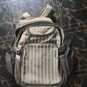 Grey printed backpack