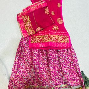 Magenta colour Banarasi Garara with heavy Dupatta