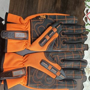 Orange Biker Gloves