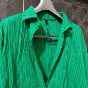 Combos Green Free Size Shirt & Woolen Pink Top