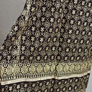 Brown Colour Embroidery Stone Work Dress