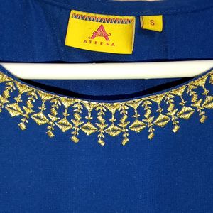 Women Embroidered Blue Top