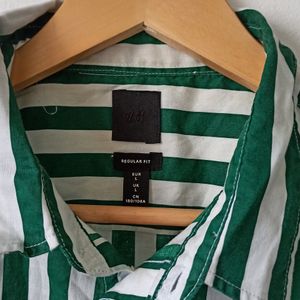 H&M Green Striped Shirt L Size