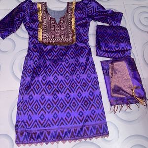 Silk Suit Pant & Dupatta Set