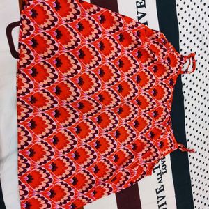 Orange Printed Fashion A-line Top