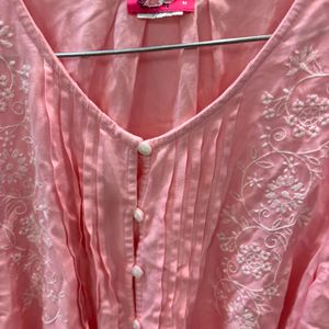 Beautiful Pink Pleated Cotton Top