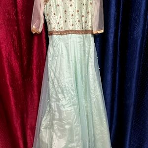 long floor length gown for party with dupatta